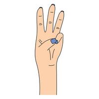 The national symbol of the trident, the coat of arms of Ukraine, 3 fingers, woman's hand vector