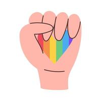 LGBTQ heart and hand. Symbol of the LGBT. Pride month. illustration. vector