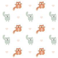 Cute pattern with funny cats on a white background vector