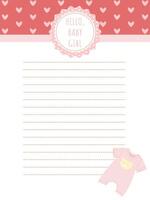 a delicate page for a notebook or diary for the birth of a little girl vector