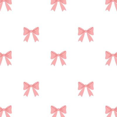 Cute pattern for decor and packaging with pink bows on a white background