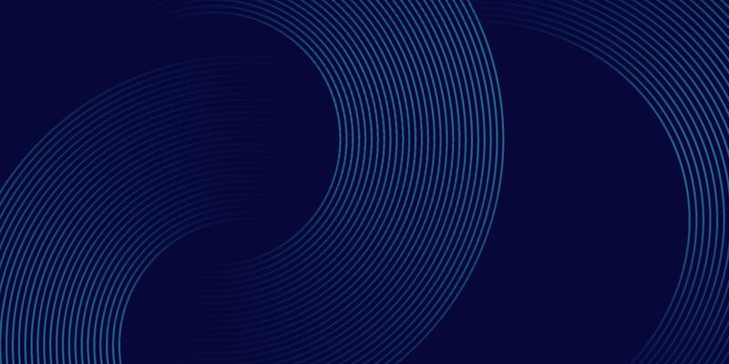 Abstract blue glowing geometric lines on dark blue background. Modern shiny blue circle lines pattern. Futuristic technology concept. Suit for cover, poster, banner, brochure, header, website
