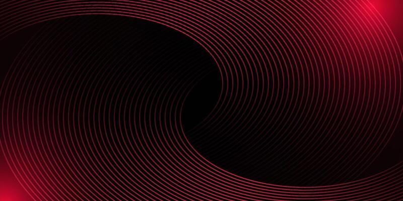 Red geometric abstract background. Futuristic glowing red geometric lines design. Modern gradient rounded lines pattern. Suit for banner, brochure, flyer, cover, presentation, web. illustration