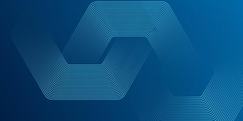 Abstract dark blue background with glowing geometric lines. Modern shiny blue hexagon lines pattern. Technology futuristic concept. Suit for poster, banner, brochure, cover, flyer.