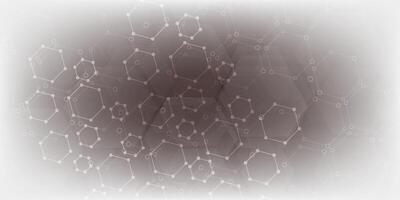 Hexagon cells and dots on abstract gray background. modern design vector