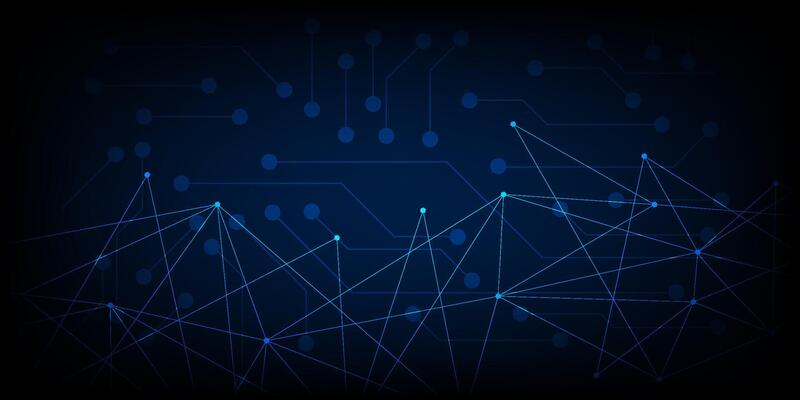 Connected polygons plexus background, digital data visualization. ill