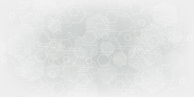 Abstract white bright technology hexagonal background. Connection structure vector