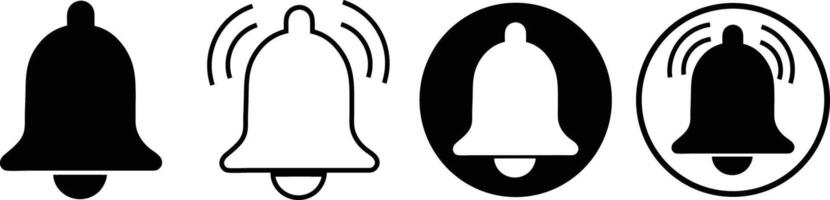 Bell reminder notification icon collection. Set of notification bell icon in different style. Notification app interface for chatting and messaging vector