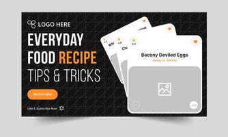 Everyday food recipe daily tips and tricks cover banner design, delicious food recipe tips and tricks cover banner design, editable eps 10 file format vector
