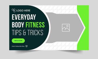 Best fitness thumbnail banner design, fitness tips and tricks banner design, customizable eps 10 file format vector