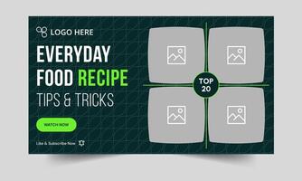 Top food recipe daily tips and tricks cover banner design, delicious food recipe tips and tricks cover banner design, editable eps 10 file format vector