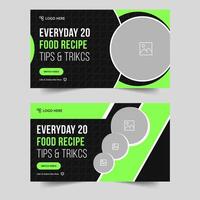 Trendy daily food recipe tips and tricks set thumbnail design, daily home made food recipe techniques, customizable eps 10 file format vector