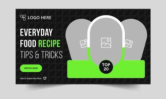 Daily Food recipe tips and tricks cover banner design, delicious food recipe tips and tricks cover banner design, editable eps 10 file format vector