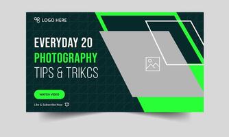 Multipurpose photography tips and tricks thumbnail banner design, daily photography learning tips and techniques cover banner design, editable eps 10 file format vector