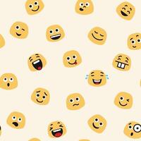 seamless pattern with various emoji faces expressing different emotions vector