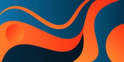 Abstract colorful orange and blue banner background. Trendy wave shapes and circle patterns on white background. Eps10 vector