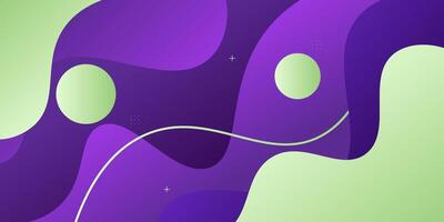 Abstract colorful wave banner with green and purple liquid background. Simple wave pattern on the background. Eps10 vector