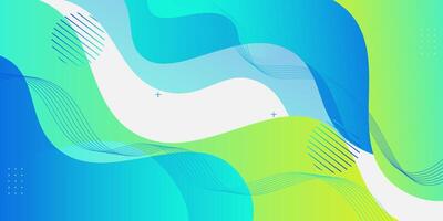 Abstract and realistic blue and green gradient wave background. Simple wave pattern design and trendy lines. eps10 vector