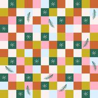 Christmas holiday geometric ornament. Abstract Winter checkered seamless pattern. Mosaic grid style background. Colorful minimalistic illustration. vector