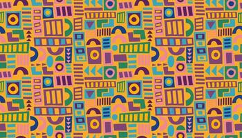 Hand drawn abstract seamless geometric pattern. African ethnic colorful background. vector