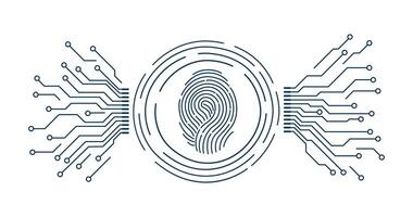 Fingerprint scanning system. Biometric identification technology concept. Personal touch id identity. vector