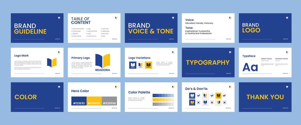 Brand identity framework template. Innovative brand standards layout. Logo and branding strategy