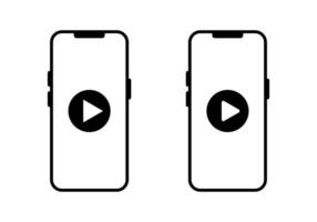 Play button on smartphone icon. Streaming on mobile phone screen sign symbol vector