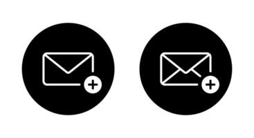 Add message icon on black circle. Envelope email with plus sign symbol vector