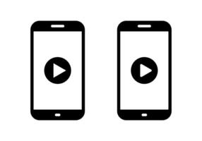 Play button on phone screen icon. Streaming UI concept vector
