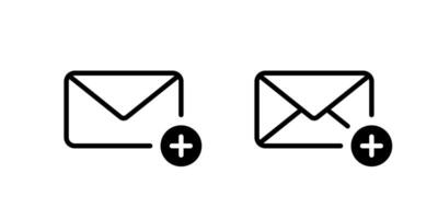Add message icon in line style. Envelope email with plus sign symbol vector