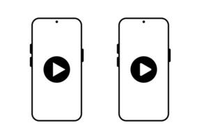 Play button on smartphone screen icon. Streaming symbol on mobile phone vector