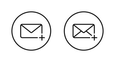 Add message outline icon on circle line. Envelope email with plus sign symbol vector