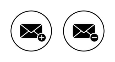Add and remove message icon on circle line. Email with plus and minus sign symbol vector