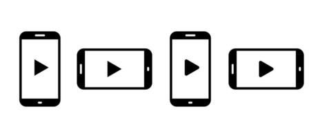 Play button on phone icon. Streaming on smartphone screen sign symbol vector