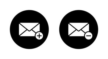 Add and remove message icon on black circle. Email with plus and minus sign symbol vector