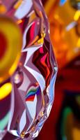 close up of a colorful glass object photo