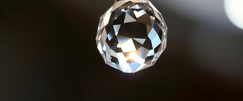 close up of a diamond hanging from a string photo