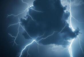 cloud filled with lots of lightning in the sky photo
