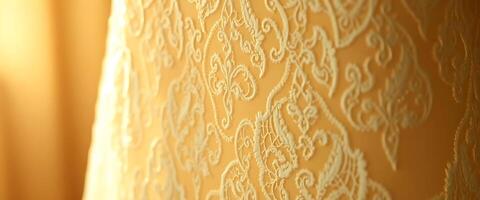 close up of a curtain with a light shining on it photo