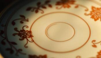 close up of a plate with a circular design on it photo