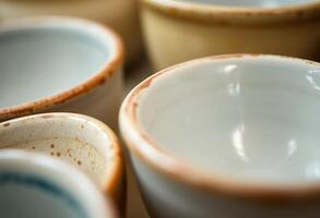 close up of a group of bowls photo