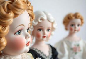 close up of a group of dolls photo