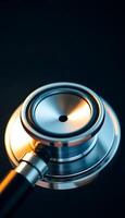 close up of a stethoscope with a black background photo