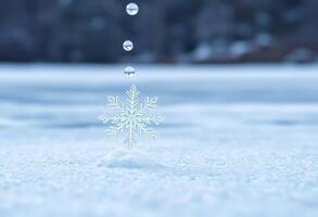 snowflake is shown in the middle of the snow photo