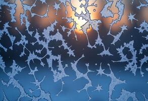 Frosted glass with the sun setting in the background photo