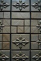 close up of a metal tile wall photo