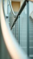 close up of a metal hand rail photo