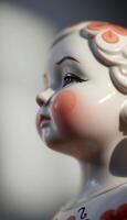 close up of a ceramic head of a child photo