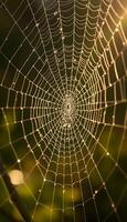 spider web with dew drops on it photo