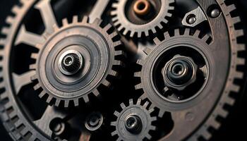 close up of a clock face with multiple gears photo
